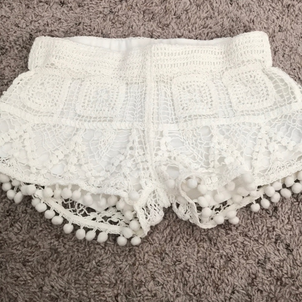 White knit shorts